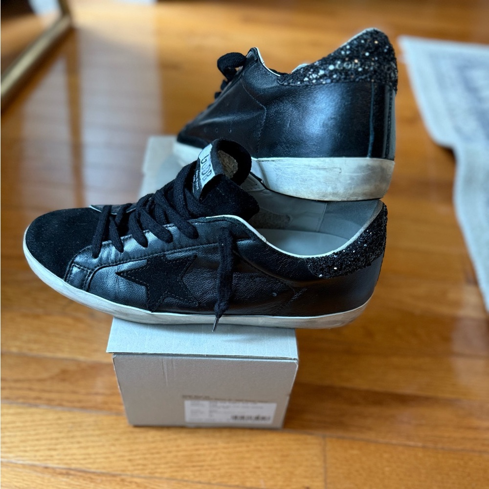 Golden Goose Superstar Sneakers with Glitter Heel